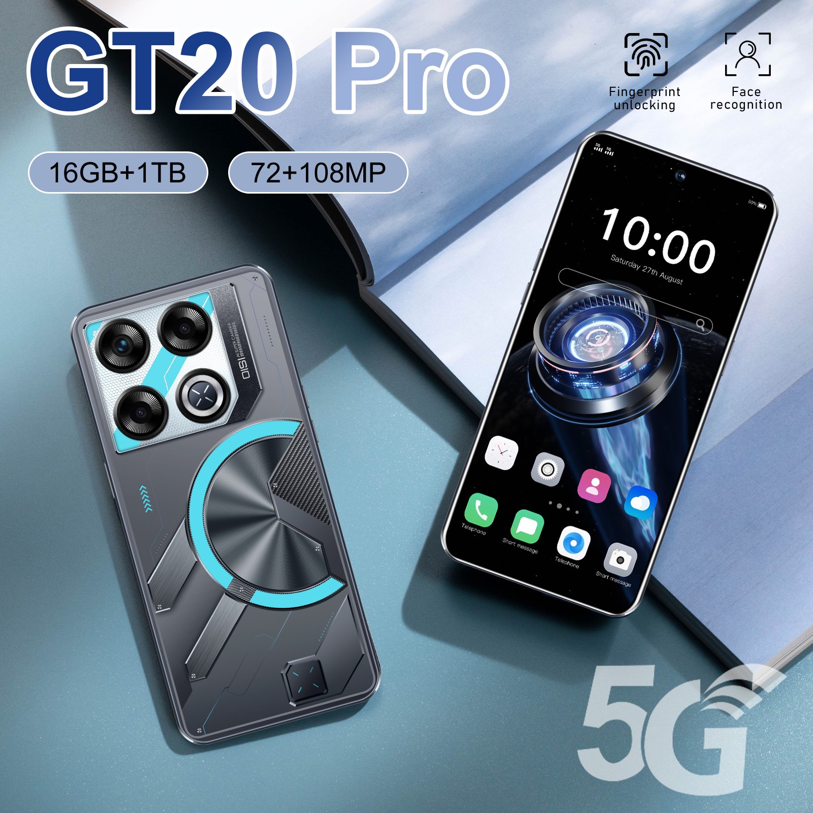 New GT20 PRO Global Unlocking 3G 4G Smartphone 16GB+1TB 7.0-inch Full Screen Android 13 mobile Phone